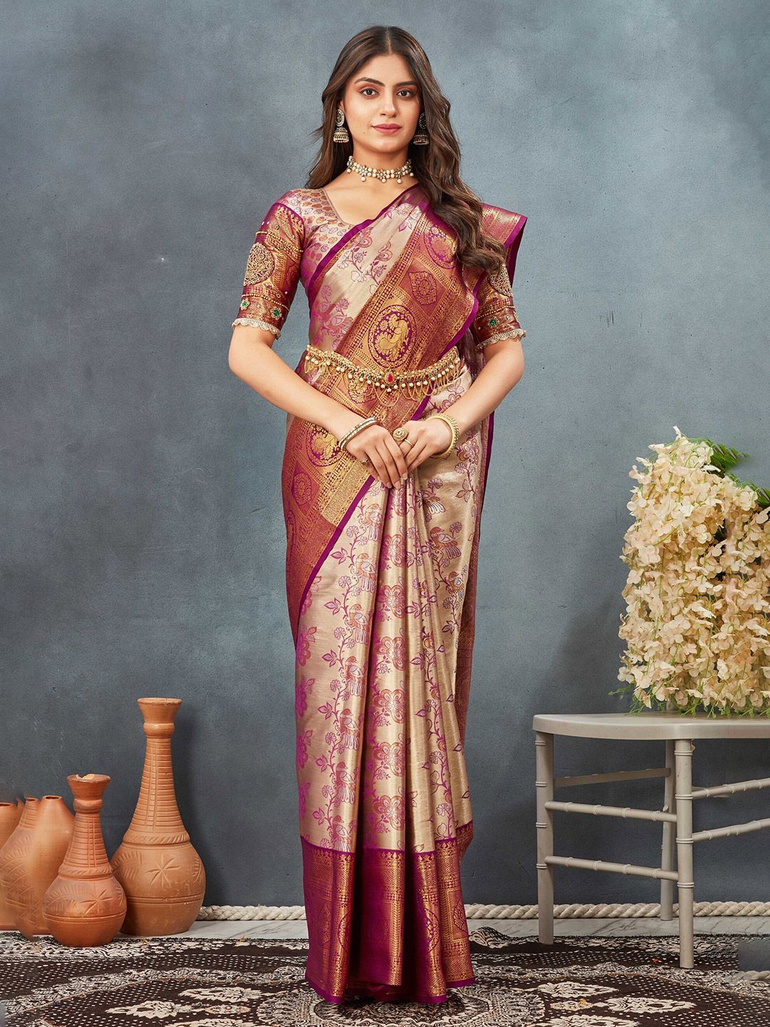 Woven Design Zari Dharmavaram Saree