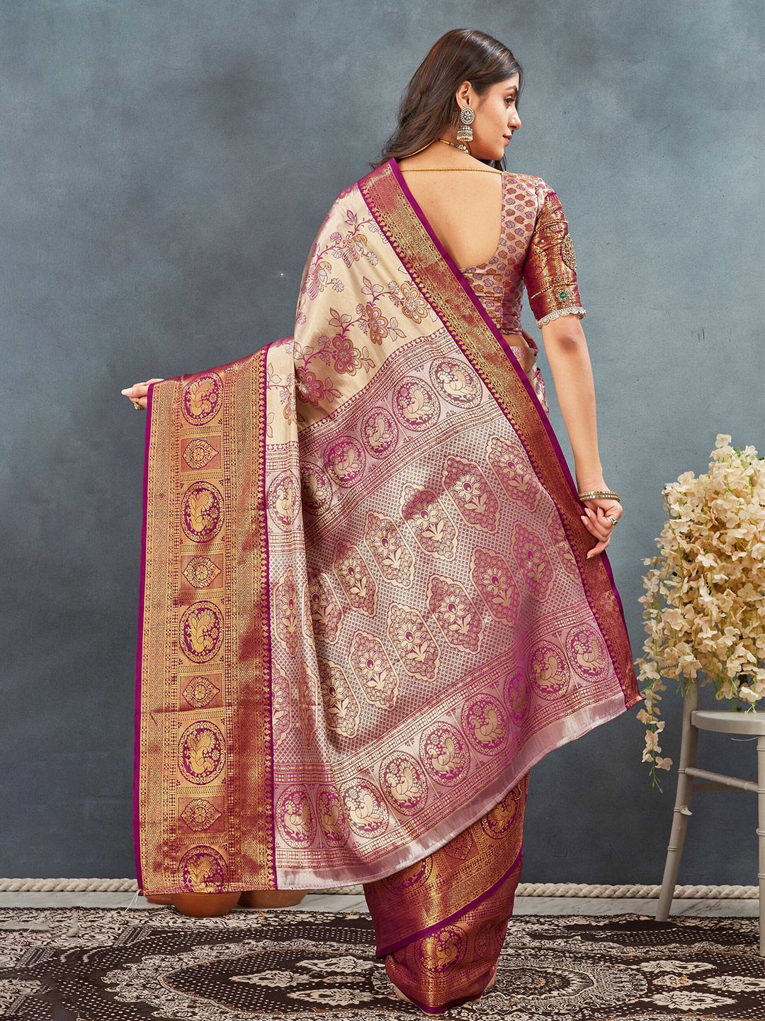 Woven Design Zari Dharmavaram Saree