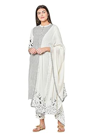 Pistaa's women Cotton Striped Straight salwar Suit Set