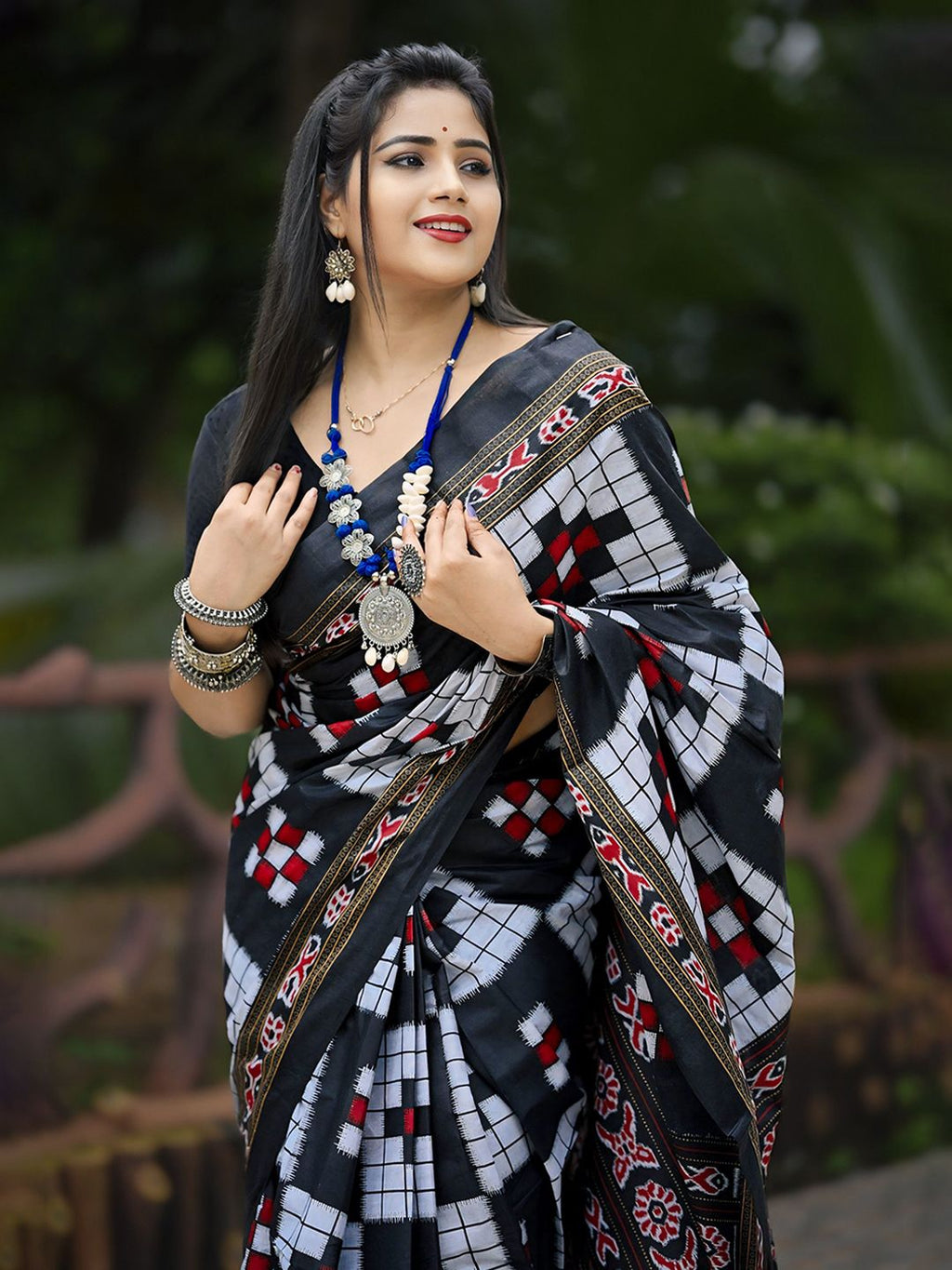 ETHNIC ODISHA HANDLOOM Ethnic Motifs Pure Cotton Sambalpuri Saree