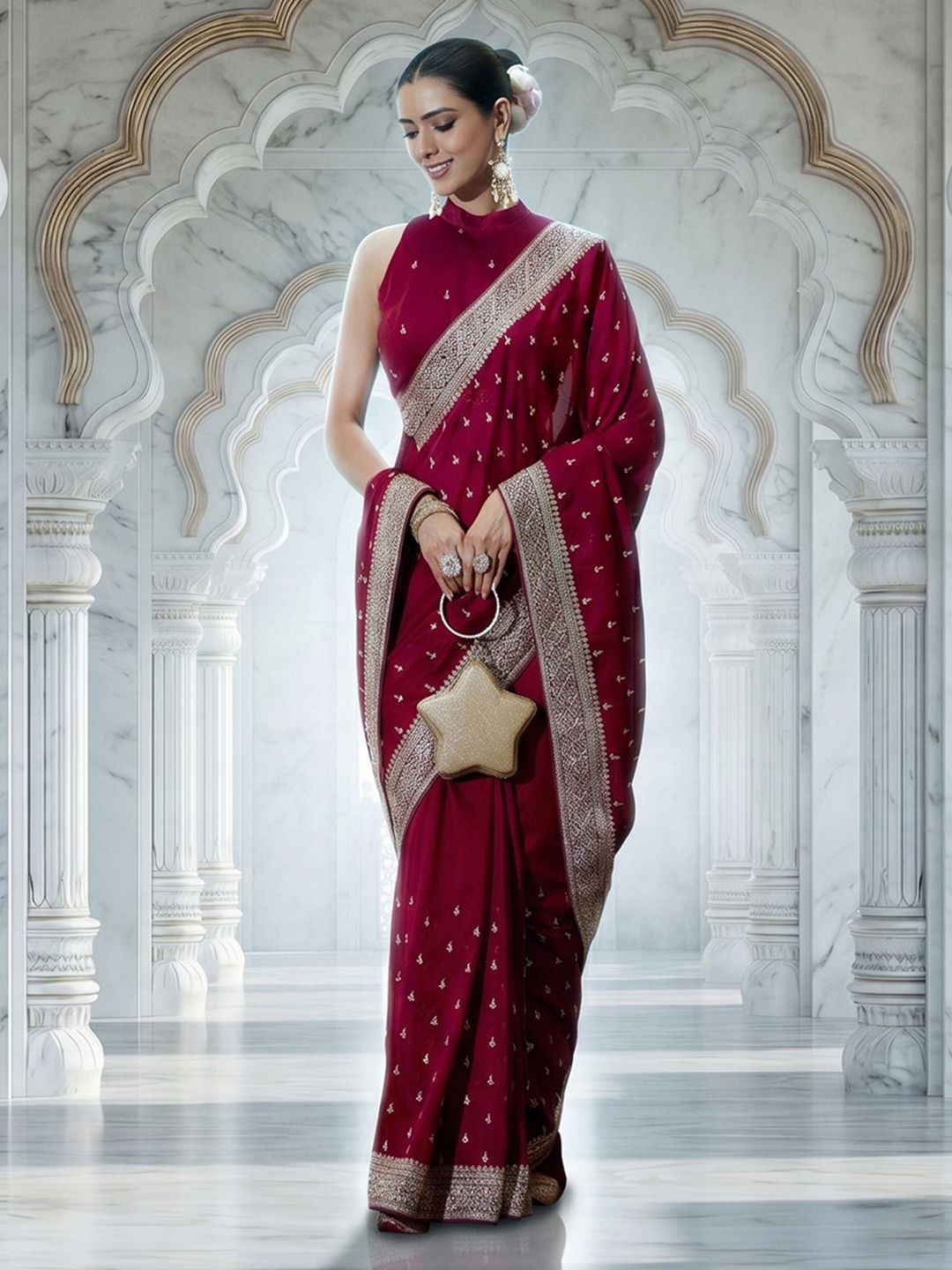 kasee Women Embellished Embroidered Work Saree