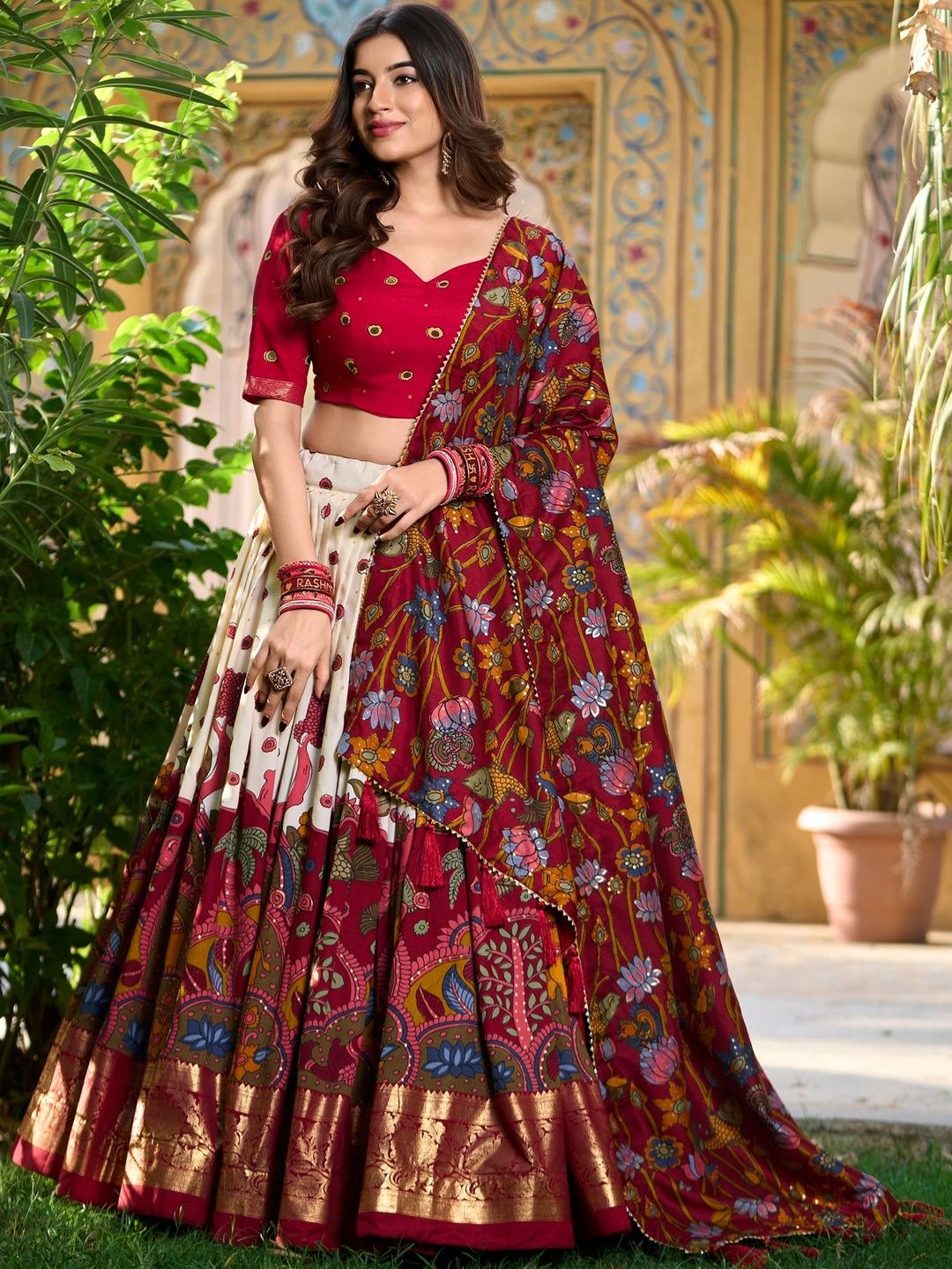 House of Pataudi Printed Flared Lehenga Choli