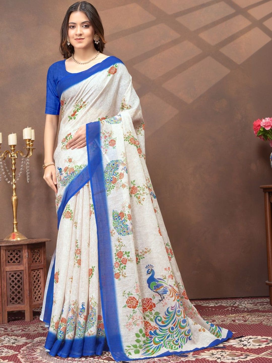Aditis couture Floral Jute Cotton Chanderi Saree