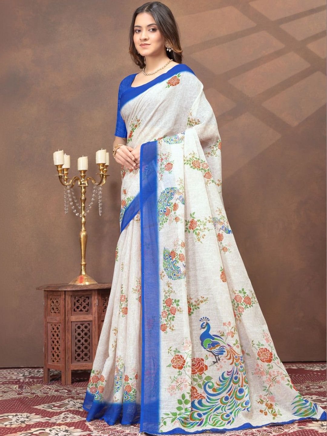 Aditis couture Floral Jute Cotton Chanderi Saree