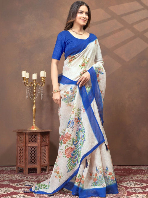 Aditis couture Floral Jute Cotton Chanderi Saree
