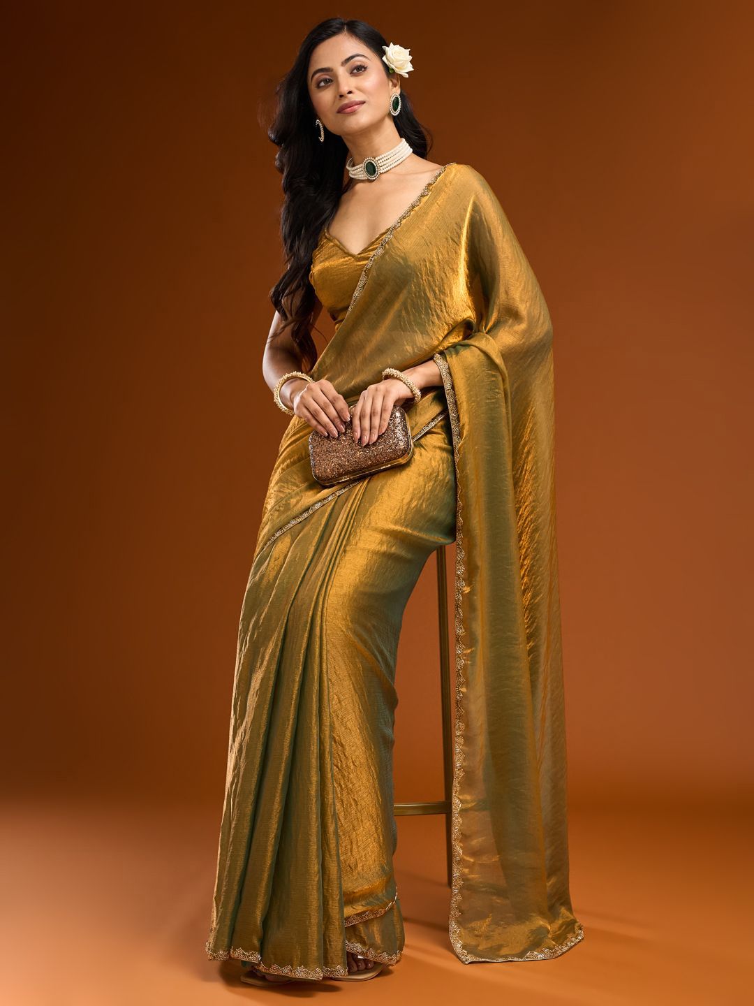 kasee solid beads and stones saree kasee solid beads and stones saree